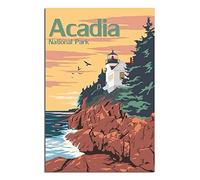 Funny Tin Signs Acadia National Park Lighthouse Poster Wall Art Garden House Plaque for Bathroom Kitchen Cafe Wall Halloween Christmas Decor 30x40CM