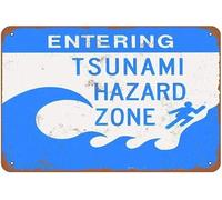 Funny Tin Signs for Men Enter The Tsunami Danger Zone Antique Metal Vintage for Home Living Decor Garden Bar Wall Decor Signs Metal Sign Vintage Home Decor Tin Signs Wall Art Metal Poster 8x12 inch
