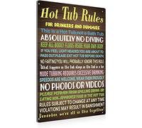 Funny Tin Signs Hot Tub Rules Metal Tin Sign Vintage Decoration Garage Home Garden Cafes Kitchen Wall Antique Tin Signs 12x8 inch