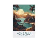 Funny Tin Signs Koh Samui Thailand Sunsets Wall Decor Retro Painting Poster Plaque Iron Decoration Art Mural Hanging Gift for Home 20x30cm