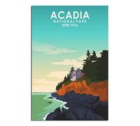 Funny Tin Signs Maine Coast Acadia National Park Lighthouse Poster Wall Art Garden House Plaque for Bathroom Kitchen Cafe Wall Halloween Christmas Decor 30x30cm