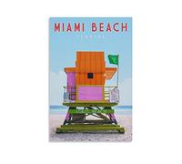 Funny Tin Signs Miami Beach Florida Lake Poster Wall Art Garden House Plaque for Bathroom Kitchen Cafe Wall Halloween Christmas Decor 30x30cm