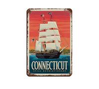 Funny Tin Signs Mystic Connecticut Travel Tin Signs Retro Bar Pub Diner Cafe Home Bathroom and Room Art 30 * 30CM