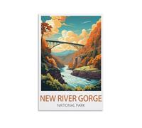 Funny Tin Signs New River Gorge National Park Funny Retro Metal Wall Decor Decorative Tin Sign Art Plaque Poster for Home Kitchen Bar Club Decoration 30x30cm