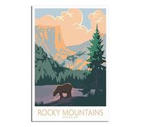 Funny Tin Signs Rocky Mountains National Park Bear Vintage Retro Man Cave Bar Pub Shed Novelty Gift Tin Wall Décor Metal Sign 20x30CM