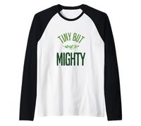 Funny Tiny But Mighty Vegan Plant Food Vegetarian Green Raglan Baseball Tee