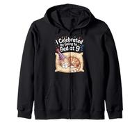 Funny Tired Cat Sleeping Early New Year Zip Hoodie