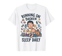 Funny Tired Toddler New Dad Running On Broken Sleep Daily T-Shirt