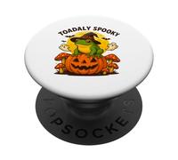 Funny Toadally Spooky Halloween Frog Pumpkin and Bat PopSockets Adhesive PopGrip