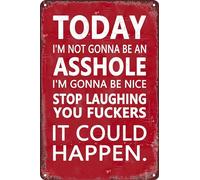 Funny Today I'M Not Gonna Be An Asshole, I'M Gonna Be Nice, Stop Laughing You Fuckers,It Could Happen, Art Wall Decor Home Office Room Bar Cafe Garage 12×8 Inch
