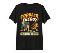 Funny Toddler Parent Humor Tired Knees Retro Playtime Design Premium T-Shirt