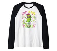 Funny Toddler Pickle Costume, Just a Girl who Loves Pickles Raglan Baseball Tee