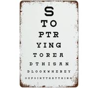 Funny Toilet Eye Test Print Bathroom Humour Poster Funny Vintage Metal Tin Sign For Bedroom Living Room Kitchen Yard Garden Wall Decor Gift Outdoor And Indoor Gift For MenTin Sign 8X12 Inches