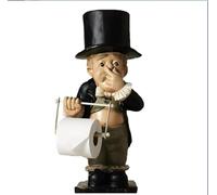 Funny Toilet Paper Holder Stand Toilet Butler with Roll Paper Holder Novelty Resin Butler Holding Paper Roller Stand Sculpture for Home Bathroom Kitchen Wall Mount (Large)