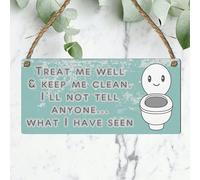 Funny Toilet Plaque - Keep It Clean Bathroom Sign - Cheeky Rustic Wall Decor for Home, Guest Washrooms, Airbnb & Pubs - Vintage Distressed Hanging Sign - Quirky Restroom Plaque