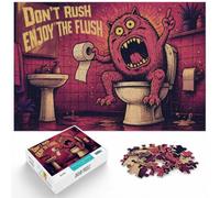 Funny Toilet Poster Monster on the Toilet Pri Jigsaw Puzzle, 1000 Piece | For quiet time before New Year, this adult jigsaw puzzle with 1000 pieces suits calm, screen-free leisure.