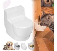 Funny Toilet-Shaped Cat Water Fountain, Wall-Mounted Pet Drinking Bowl With Lid, Stainless Steel Inner Bowl, Anti-Spill Hanging Dish For Cats/Dogs(White)