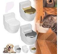 Funny Toilet-Shaped Cat Water Fountain, Wall-Mounted Pet Drinking Bowl With Lid, Stainless Steel Inner Bowl, Anti-Spill Hanging Dish For Cats/Dogs(3Pcs)