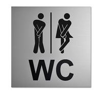 Funny Toilet Sign,Anodised Aluminium,Chic & Elegant (12x12 cm) Strong Adhesive Surface on Back 3M,Toilet Sign,Men's Toilet,Women's Toilet,Door Sign Toilet,Women's Toilet (1)