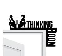 Funny Toilet Signs, Wood Toilet Door Frame Decor, Funny Bathroom Signs - Thinking Room Door Topper for Restroom Bathroom 7.8×3.9in