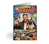 Funny Tom Hardy Inspired Birthday Card | Bold “Have a Legendary Day” Design | A5 Luxury Birthday Card with Envelope