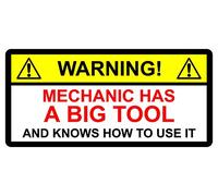 Funny Toolbox Sticker - Mechanic HAS Big Tool & Knows How to USE IT ON MAC SNAP 150mm x 100mm