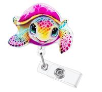 Funny Tortoise ID Sleeves Cute Retractable Card Holder Name Badge Clip for RN, LPN, CNA, MA, ER, Night Shift, Nurses, OB/GYN, L&D, Doctor, Teacher