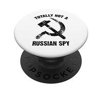 Funny Totally Not A Russian Spy Gift Cool Hammer And Sickle PopSockets Swappable PopGrip