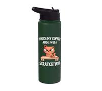 Funny Touch My Coffee and I Will Scratch You Angry & Mad Cat Stainless Steel Insulated Water Bottle