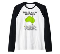 Funny Tourist Map of Australia Raglan Baseball Tee