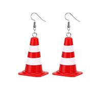 Funny Traffic Cone Earrings - Lightweight Acrylic Dangle Statement Jewelry, Racing Car Theme, Silly Accessory for Adults, M, Acrylic, No Gemstone