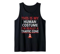 Funny Traffic Cone Humor This is My Human Costume Halloween Tank Top