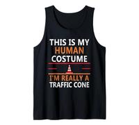 Funny Traffic Cone Humor This is My Human Costume Halloween Tank Top