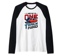 Funny Train Lover Railfan I Have A One Track Mind Monorail Raglan Baseball Tee