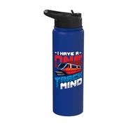 Funny Train Lover Railfan I Have A One Track Mind Monorail Stainless Steel Insulated Water Bottle