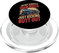 Funny Train Wreck Saying Vintage Locomotive Sarcastic PopSockets PopGrip for MagSafe