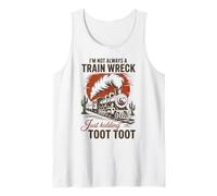 Funny Train Wreck Toot Toot Just Kidding Humor Quote Vintage Tank Top