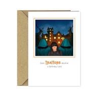 Funny Traitors TV Birthday Card - A5 Humorous Fan Card with Kraft Envelope - UK TV Show Parody Gift for Friends & Family