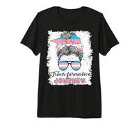 Funny Trans Messy Bun Lady Trans-Formative Transgender Flag Premium T-Shirt