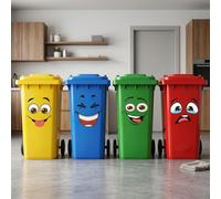 Funny Trash Can Stickers 4 Pack, Cute Cartoon Expressions Sticker, Toilet Lid Decal Sticker, Decorative Adhesive