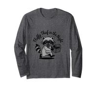 Funny Trash Panda Raccoon Meme Fluffy Thief in The Night Long Sleeve T-Shirt