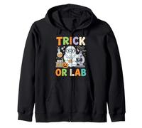 Funny Trick or Lab Ghost Scientist Halloween Chemistry Pun Zip Hoodie