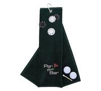 Funny Trifold Golf Towel and Poker Chip Marker Set Gift for Men, Carabiner Clip for Golf Bags, Par Then Bar, Forest