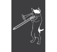 Funny Trombone Cat Playing Music Band Gift: HEARTS JOURNAL - 6" x 9", 120 Pages: Planner, Lined College Ruled Paper, Journal, Diary, Matte Finish Cover.