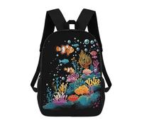 Funny Tropical Fish Coral Classic 17 Inch Backpack Travel Daypack Casual Shoulder Bag with Adjustable Strap for Men Women