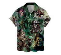 Funny Tropical Hawaiian Shirt, Aloha Summer Beach Short Sleeve Button Down Shirt for Men, Women, Pirate 1, 4XL