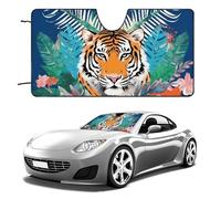 Funny Tropical Tiger Car Windshield Sun Shade, Reflector Car Sun Visor, Foldable Front Window Sunshade Cover, Heat Insulation, Blocks UV Rays, Keeps Vehicle Cool, for SUV Truck(51"x28")