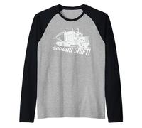 Funny Truck Driver Oooohh Shift Trucker Big Rig Humor Raglan Baseball Tee