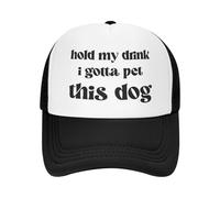 Funny Trucker Hat - Humorous Novelty Gift Cap for Friends, Family,Father,Mom, Stepmom, Grandma, Wife,Husband or Partner, Hold My Drink I Gotta Pet This Dog - Black, One size