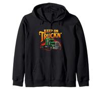 Funny Trucker Truck Driver Keep On Trucking Dad Father Mens Zip Hoodie